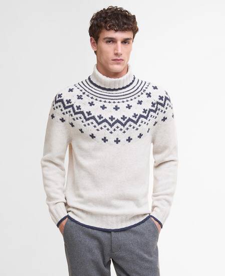 Hewton Fair Isle Roll Neck Jumper Whisper White