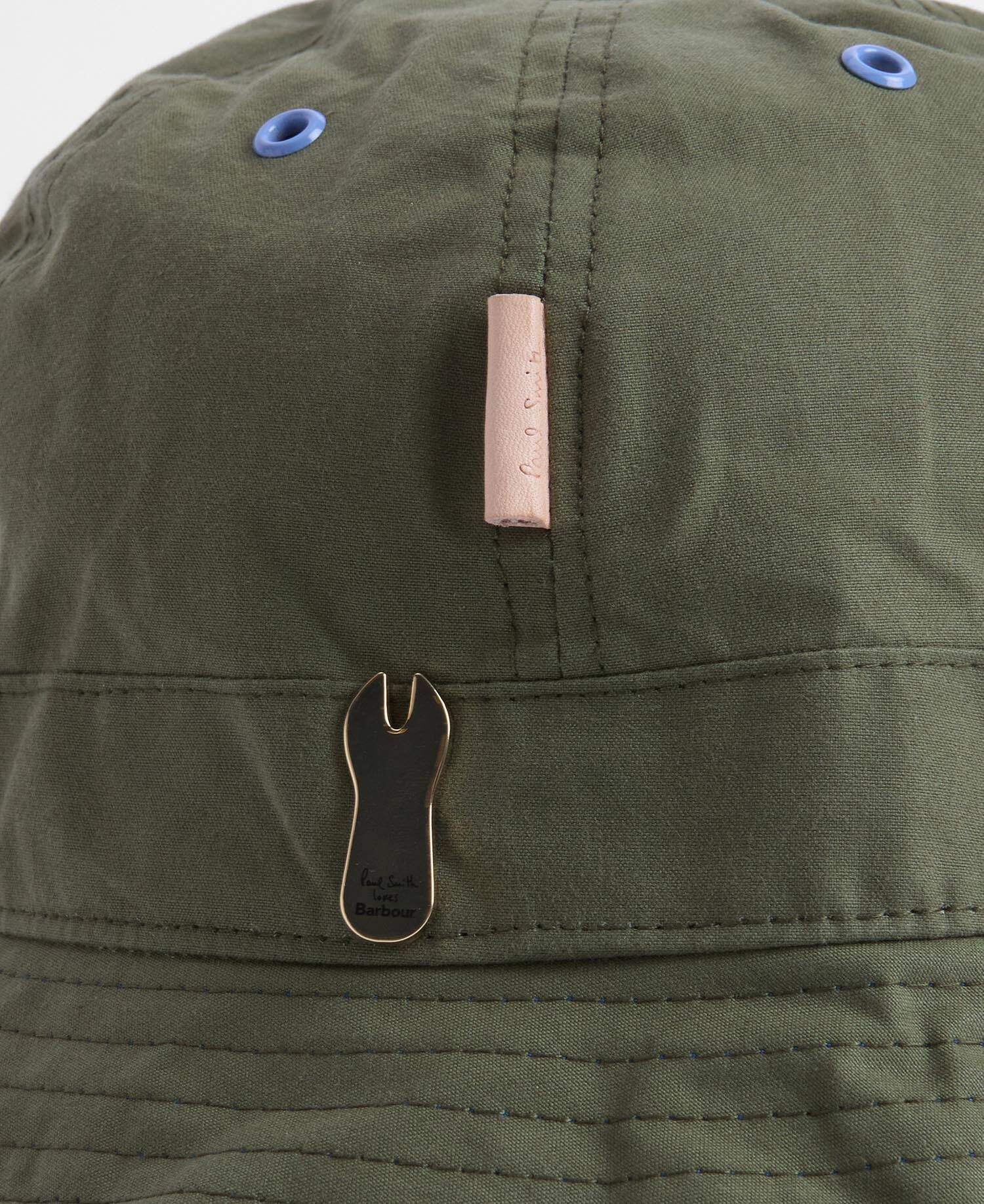Paul Smith Loves Barbour Bucket Hat Domed Khaki image number 3