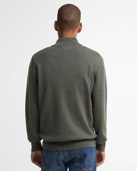 Cotton Quarter-Zip Jumper Olive Marl