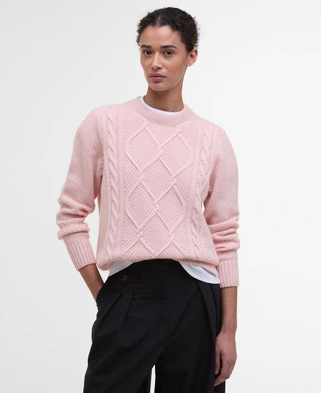 Maglione girocollo Burne con motivo a rombi Pink Blush