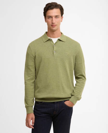 Pima Cotton Knitted Polo Shirt Laurel Green