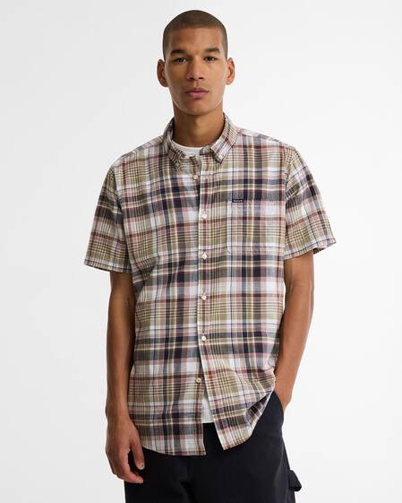 Baycliff Checked Tailored Short-Sleeved Shirt Burnt Pepper