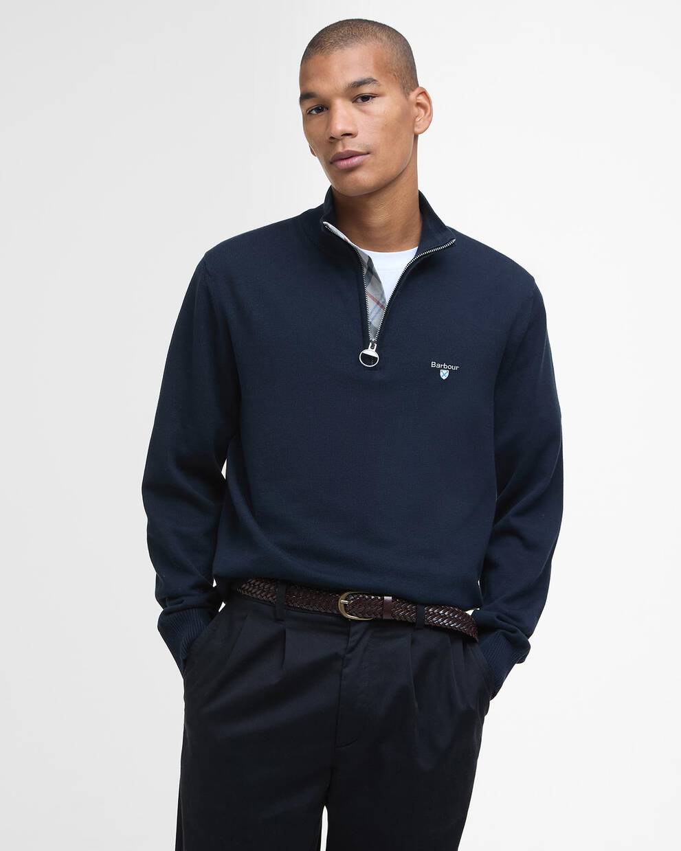 Maglione con zip corta in cotone compatto Lingwood