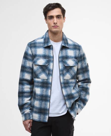 Clayton Fleece Check Overshirt Shaded Emerald