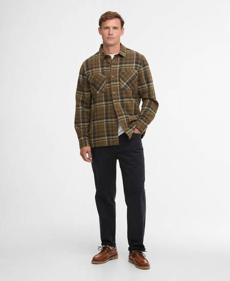 Trent Checked Overshirt Olive