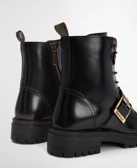 Ouseburne Biker Boots Black Glace