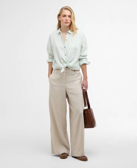 Annie Striped Linen Shirt Spearmint Stripe