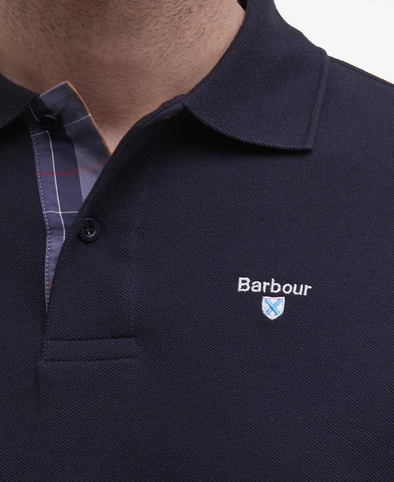 Tartan Pique Polo Shirt Black-Modern image number 4