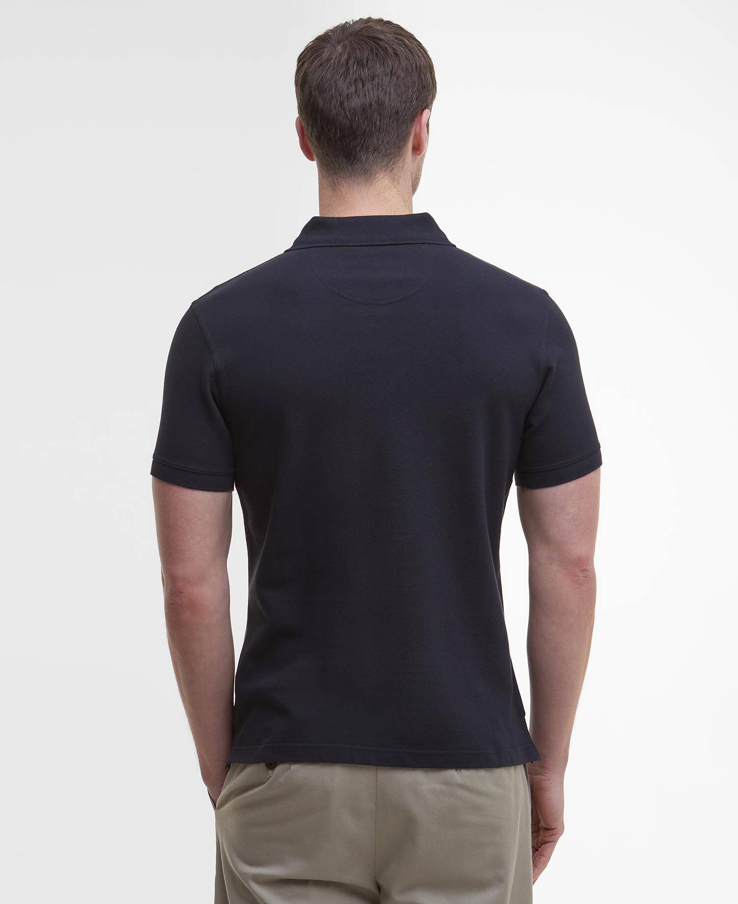 Tartan Pique Polo Shirt Black-Modern image number 2