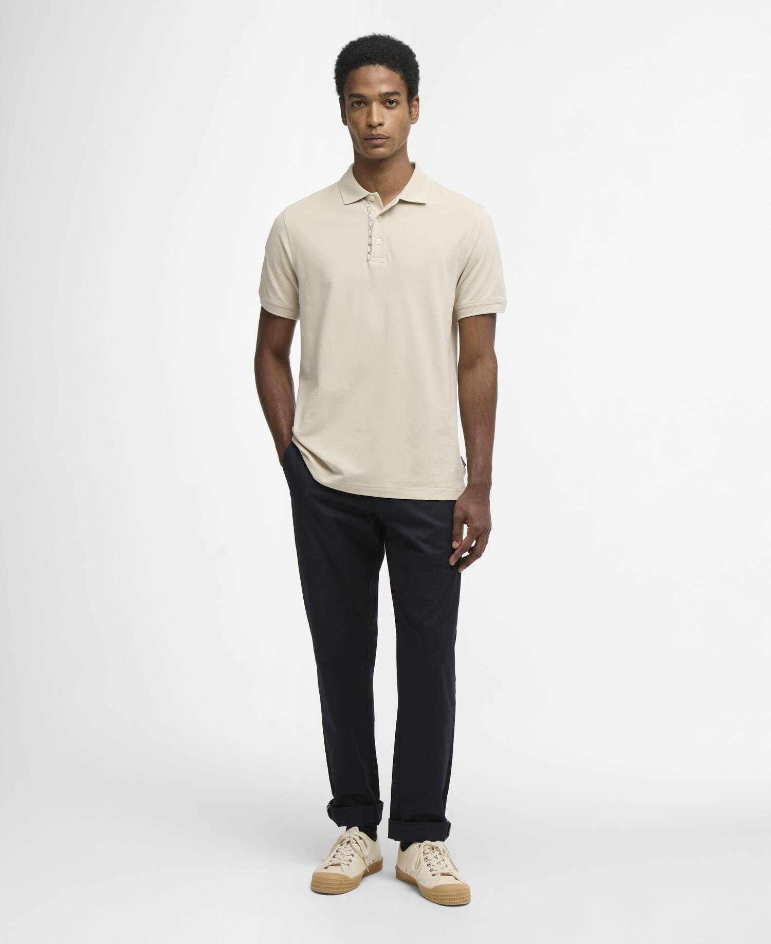 Reston Tartan Trim Tailored Polo Shirt Mist image number 1