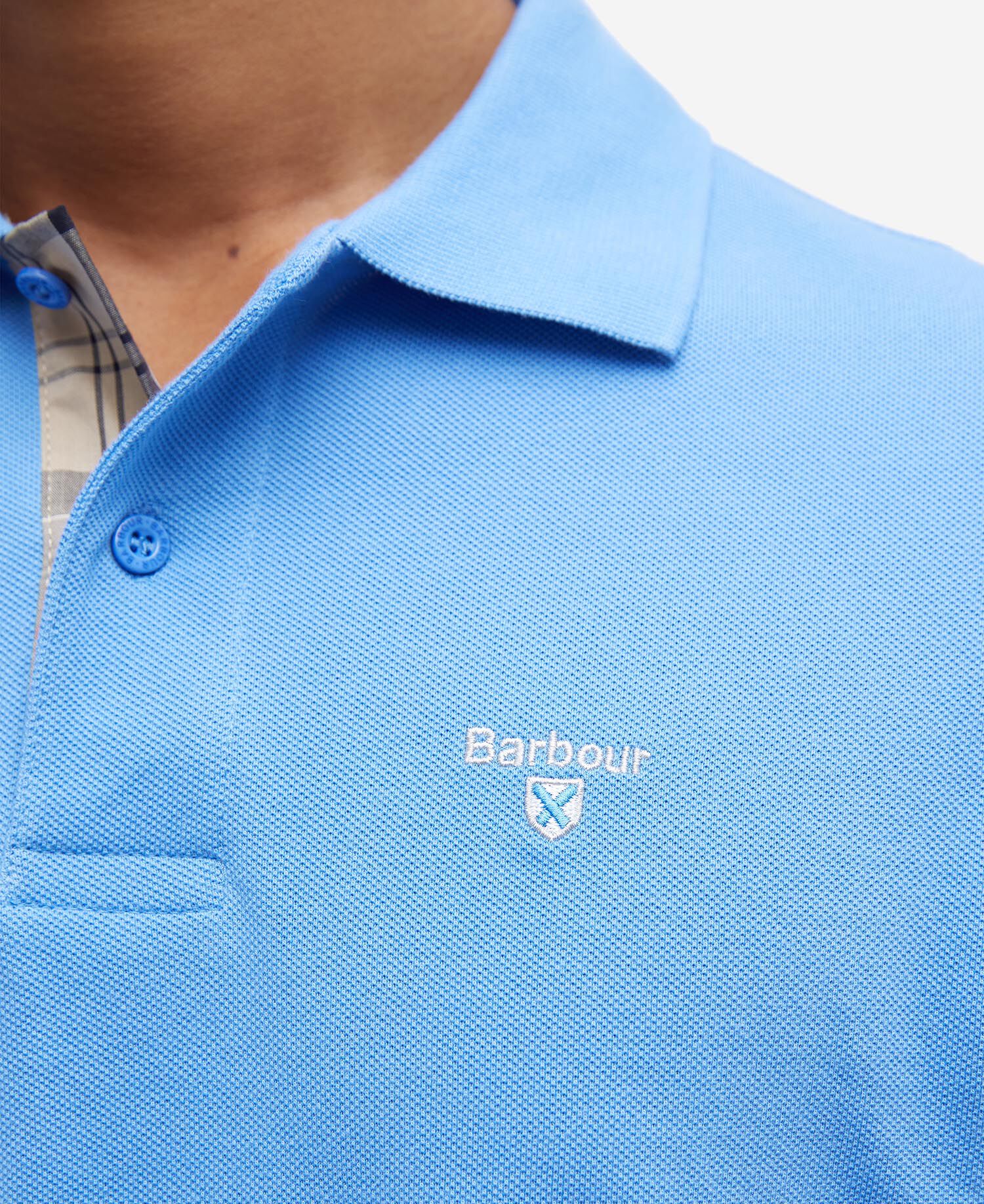 Tartan Pique Polo Shirt Delft Blue