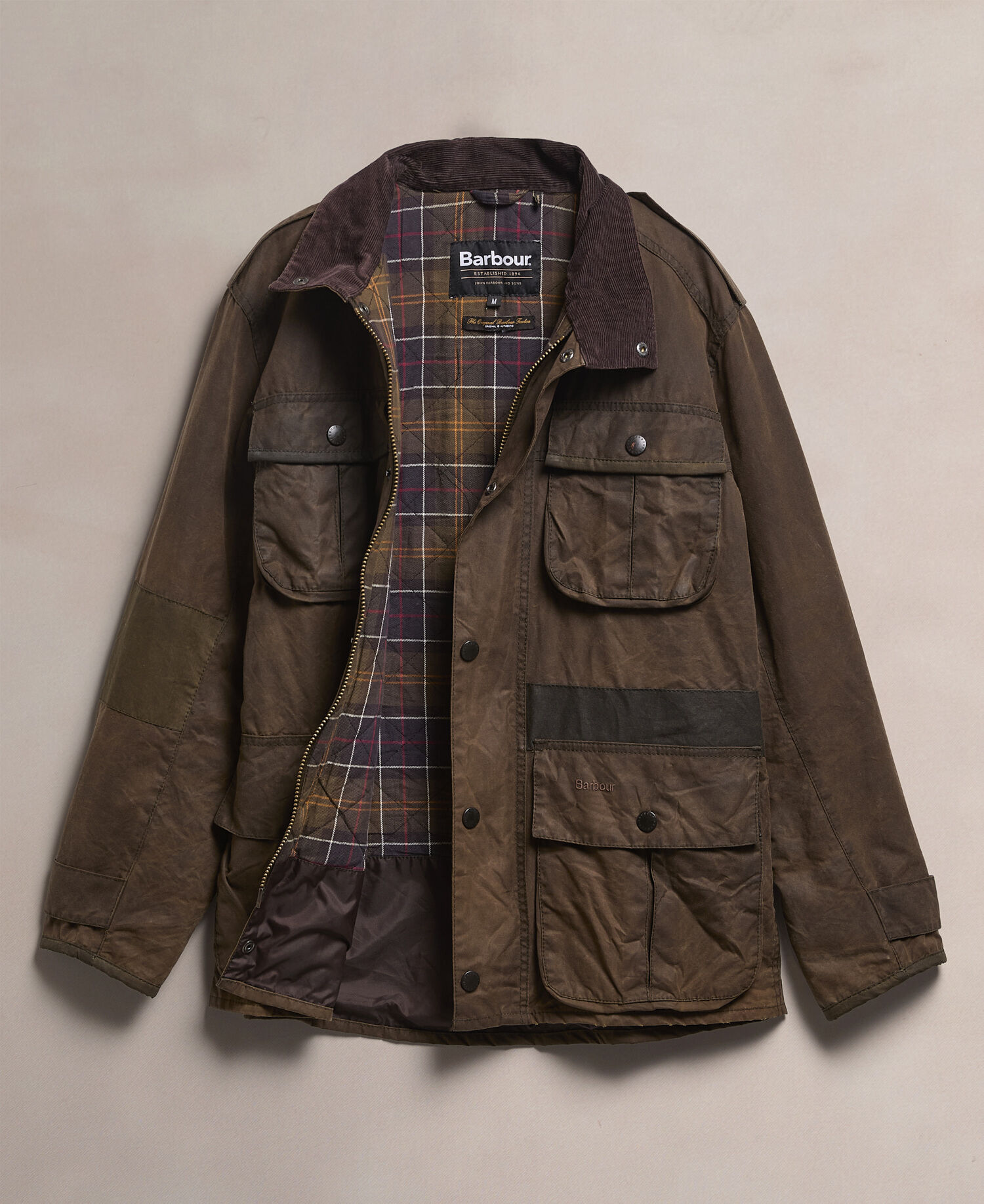 Barbour Re-Loved Men's Trooper Waxed Jacket - Size M Olive