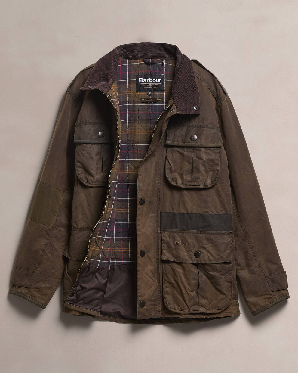 Barbour Re-Loved Men's Trooper Waxed Jacket - Size M Olive