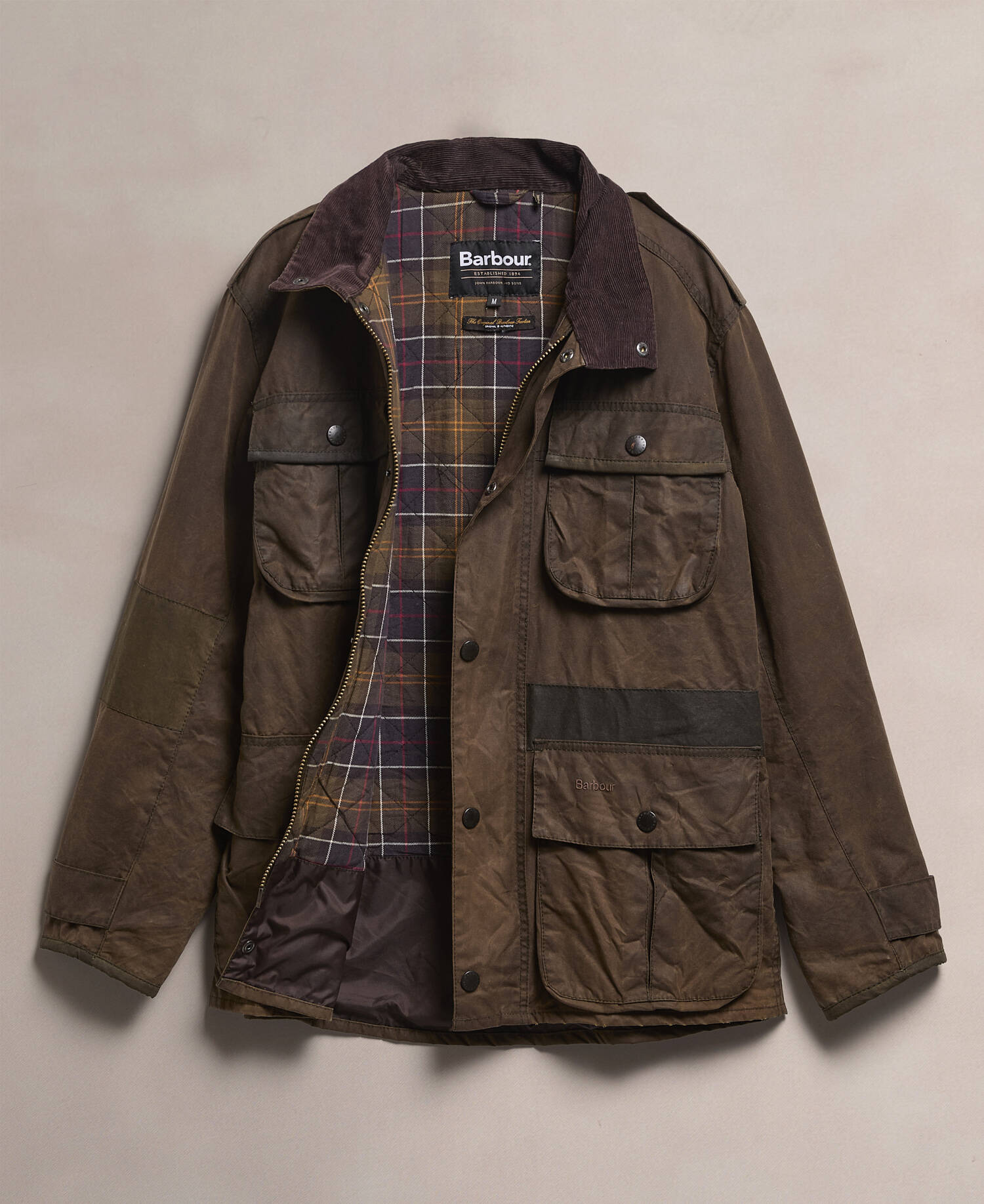 Barbour Re-Loved Men's Trooper Waxed Jacket - Size M Olive image number 1