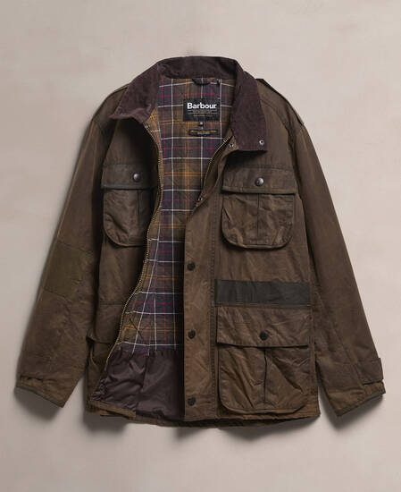 Barbour Re-Loved Men's Trooper Waxed Jacket - Size M Olive