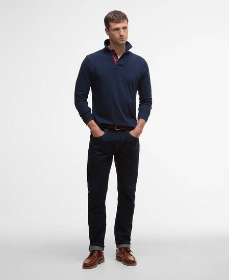 Essential Long-Sleeved Polo Shirt Navy/Winterberry
