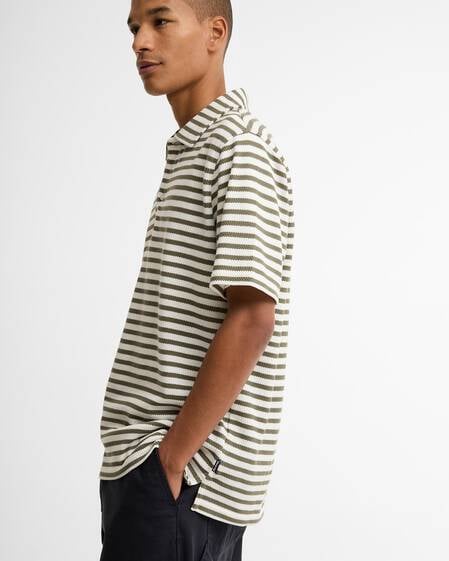 Farlam Striped Tailored Polo Shirt Whisper White
