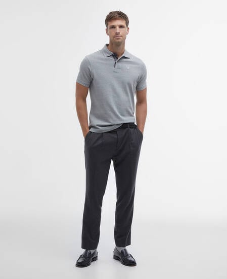 Tartan Pique Polo Shirt Grey Marl