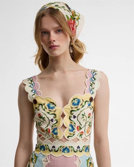 Barbour FARM Rio Petal Midi Dress Cream Spring Petal Flower Print