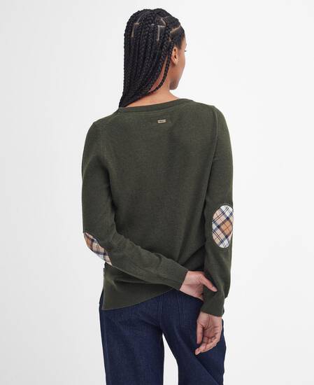 Pendle Crew Neck Jumper Olive-Hessian Tartan