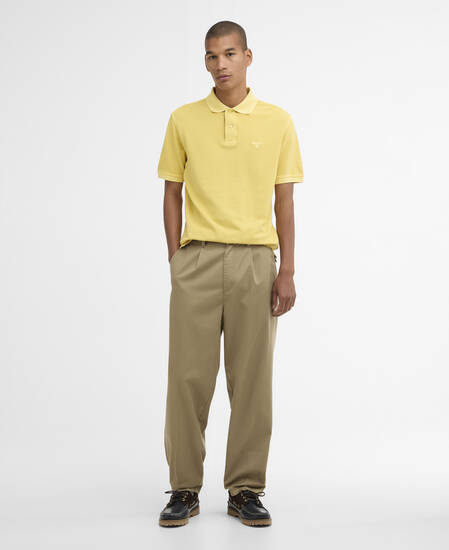 Washed Tartan Tailored Pique Polo Washed Yellow