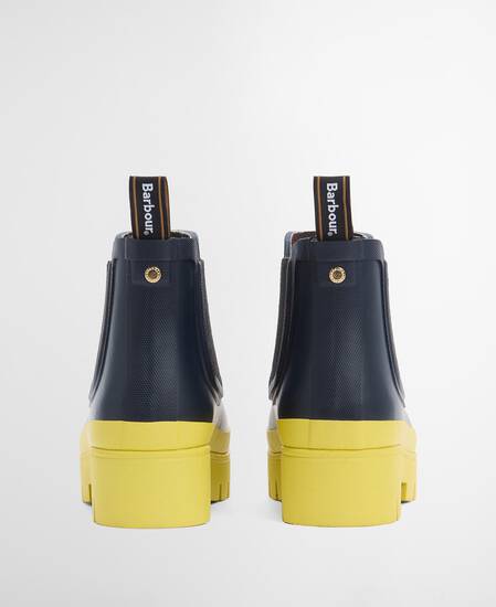 Halton Ankle Wellingtons Navy/Glo Chartruse