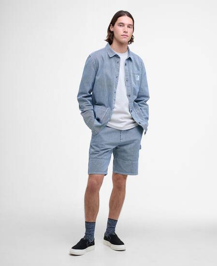 Tindale Striped Overshirt Bleached Blue