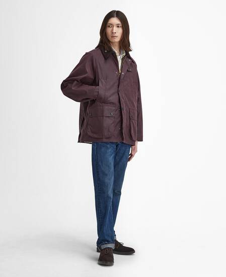 Oversized Bedale Waxed Jacket Bordeaux