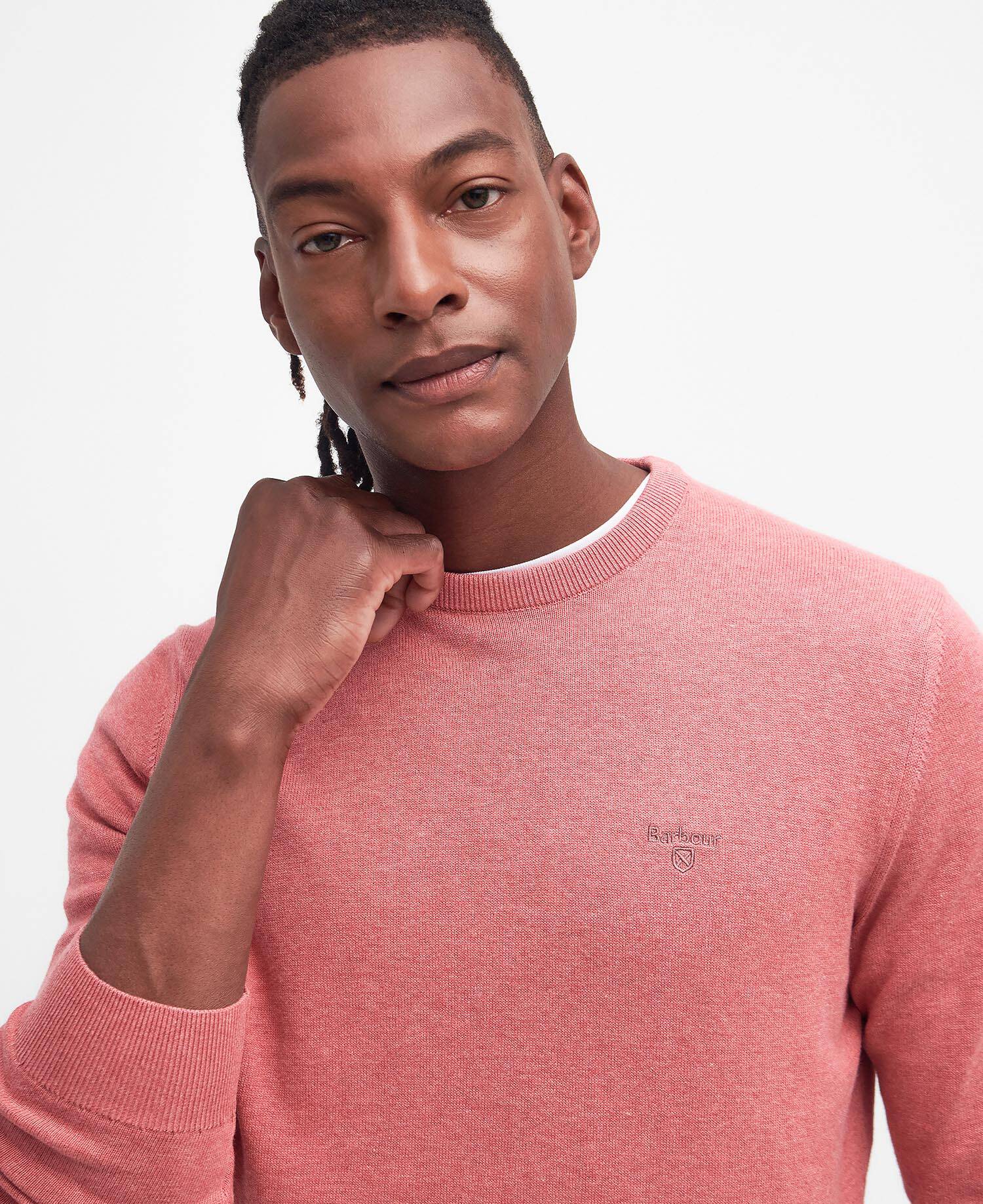 Pima Cotton Crew Neck Jumper Pink Clay image number 3