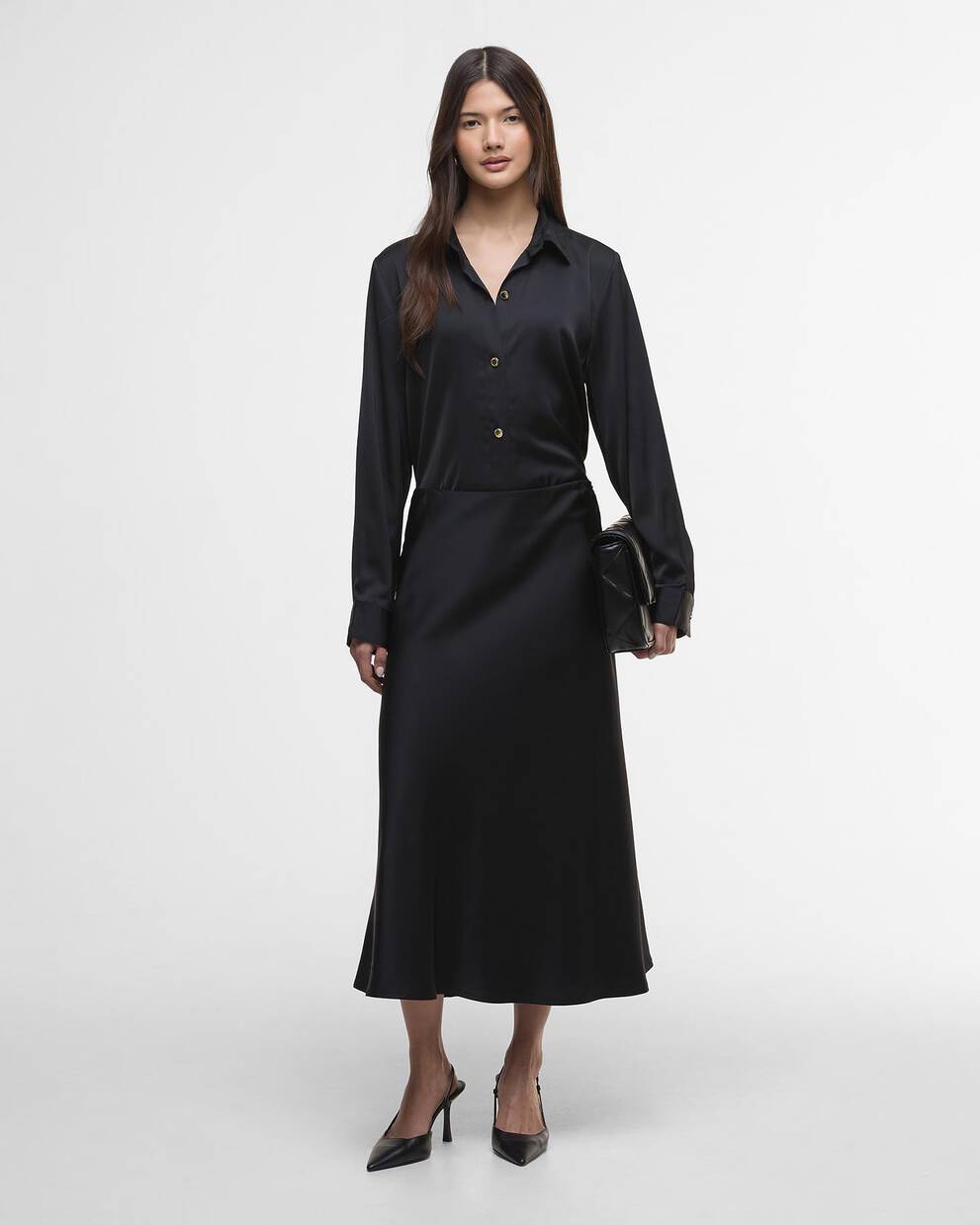 Kaia Satin Midi Skirt