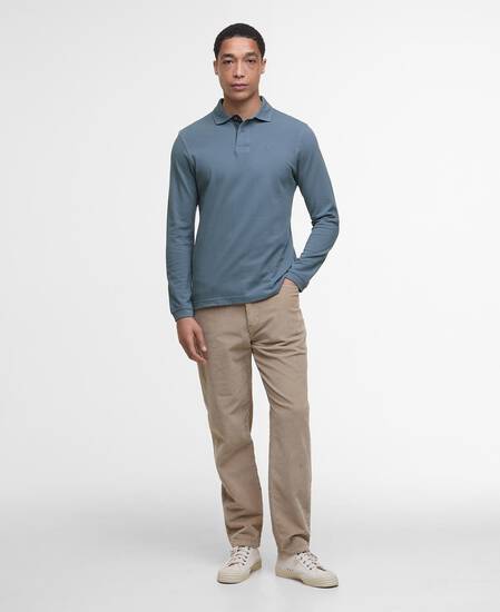 Essential Long-Sleeved Polo Shirt Bluestone