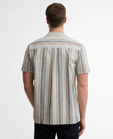 Hayton Striped Short-Sleeved Shirt Dusty Slate