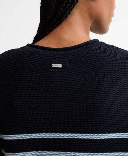 Hinton Striped Crew Neck Jumper Dark Navy Stripe