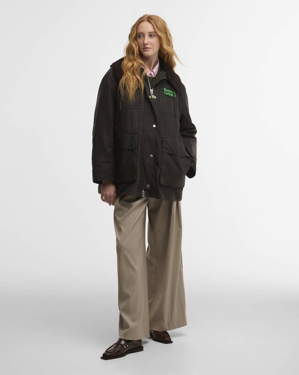 Barbour x GANNI Tartan Waxed Duffle Coat