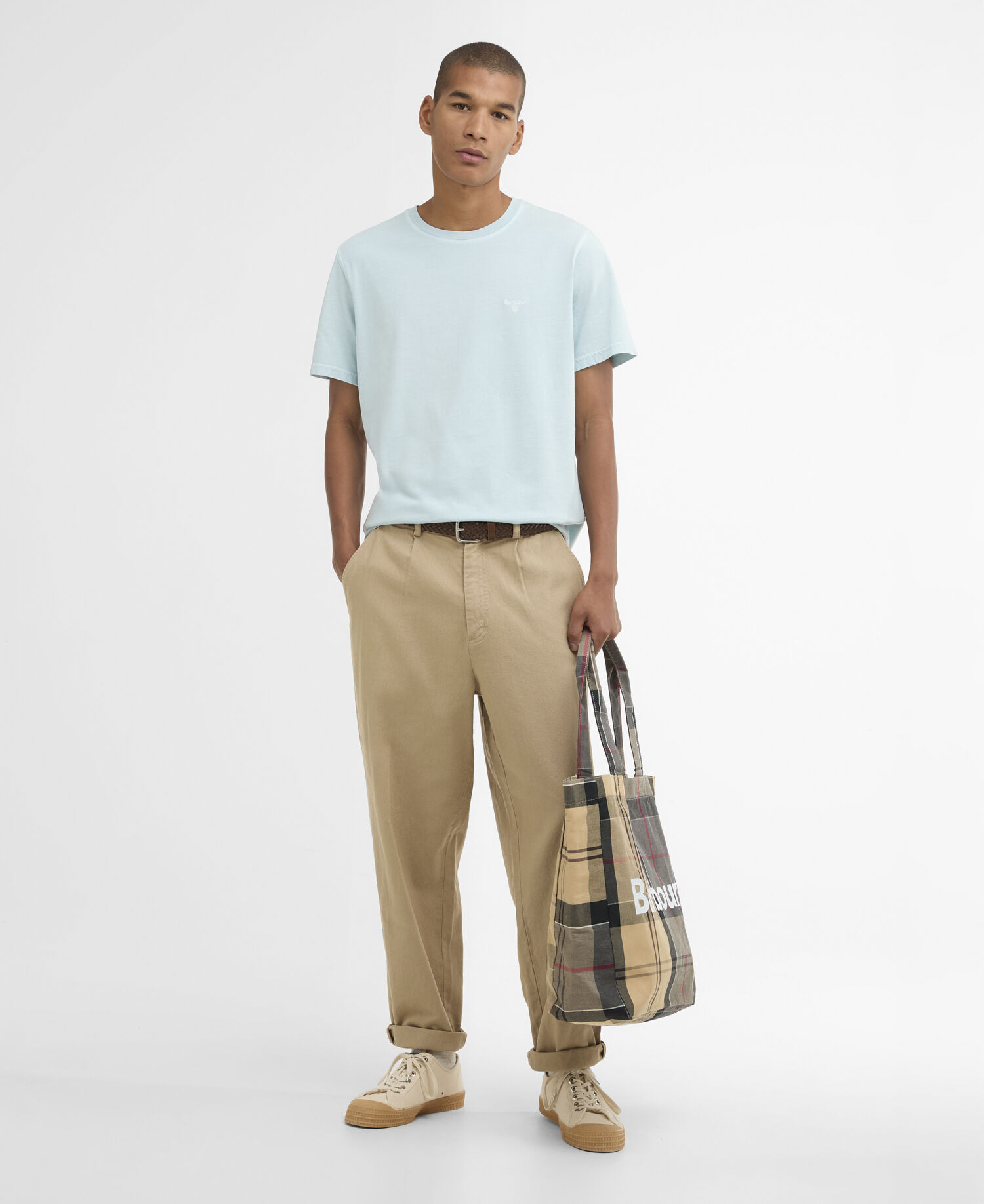 T-Shirt Washed Tartan Washed Sky