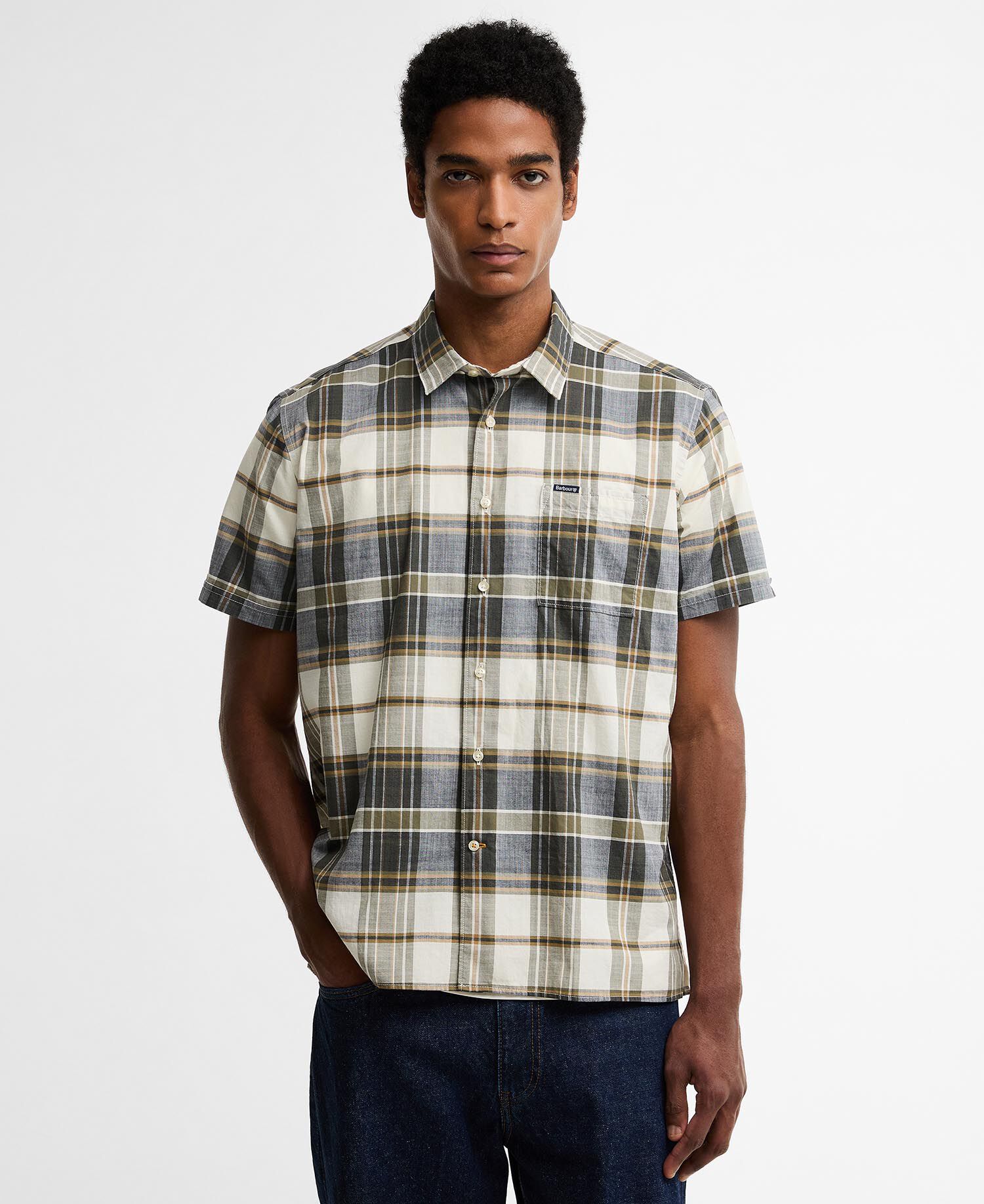 Grassbeach Check Short-Sleeved Shirt Whisper White