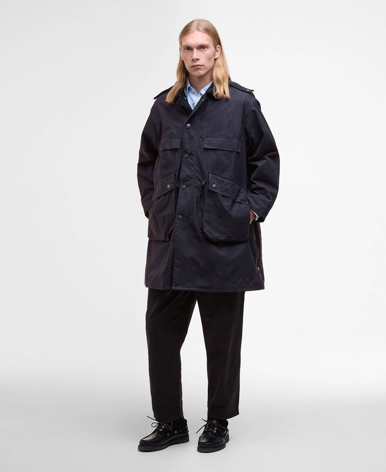 Barbour x Kaptain Sunshine Oversized Bedale Casual Field Coat Dark Indigo image number 0