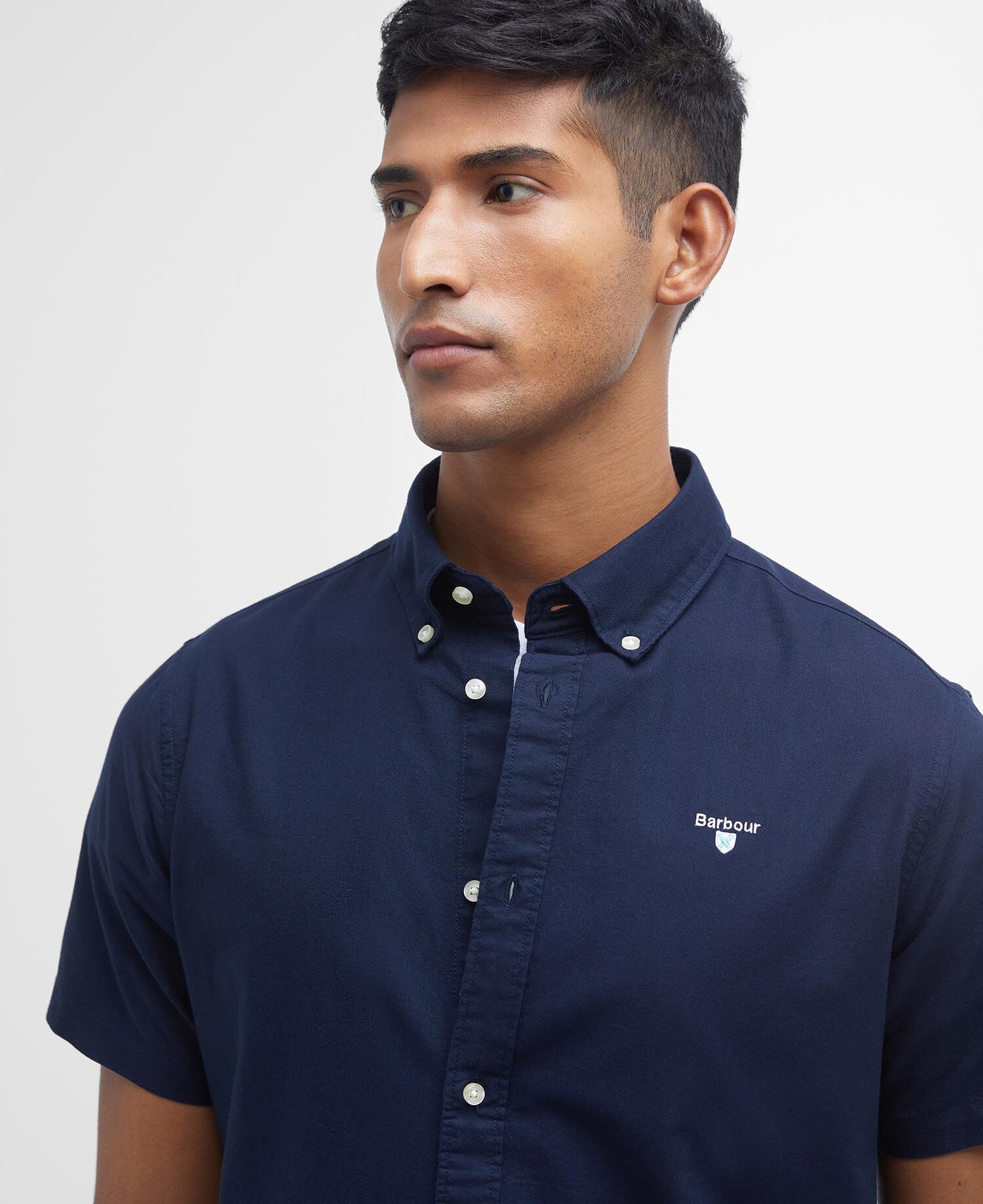 Oxtown Oxford Tailored Short-Sleeved Shirt Classic Navy