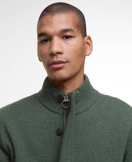 Essential Elbow-Patch Cardigan Olive