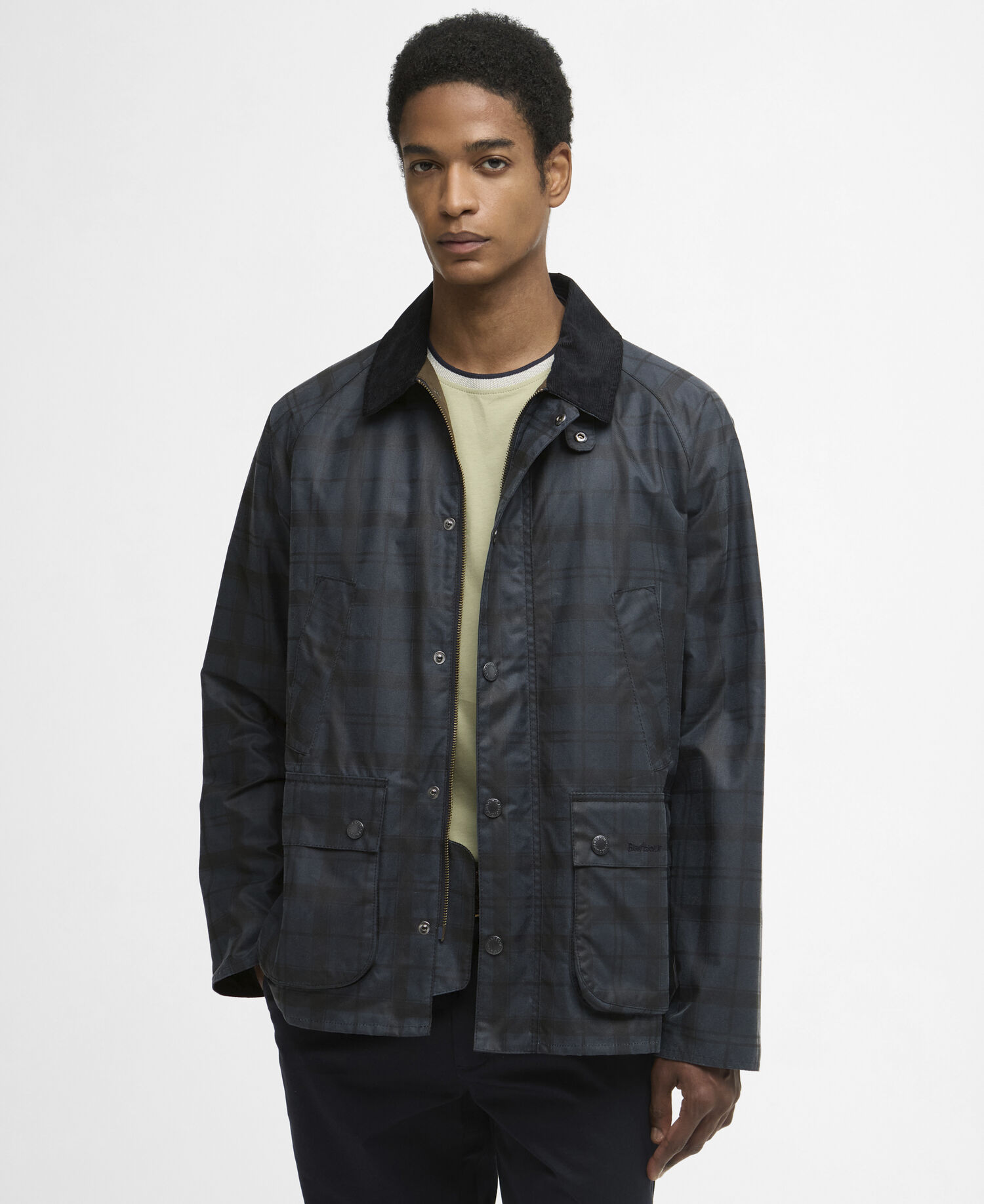 Giacca cerata Ambleside in tartan Navy Tartan