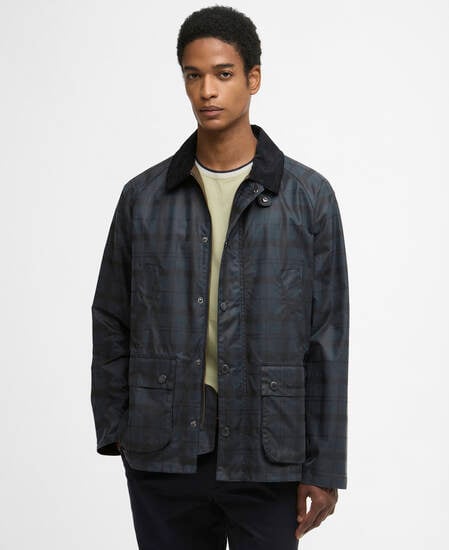 Tartan Ambleside Waxed Jacket Navy Tartan