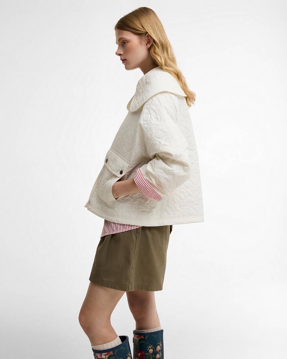 Barbour FARM Rio Lotus Quilted Jacket White Rose