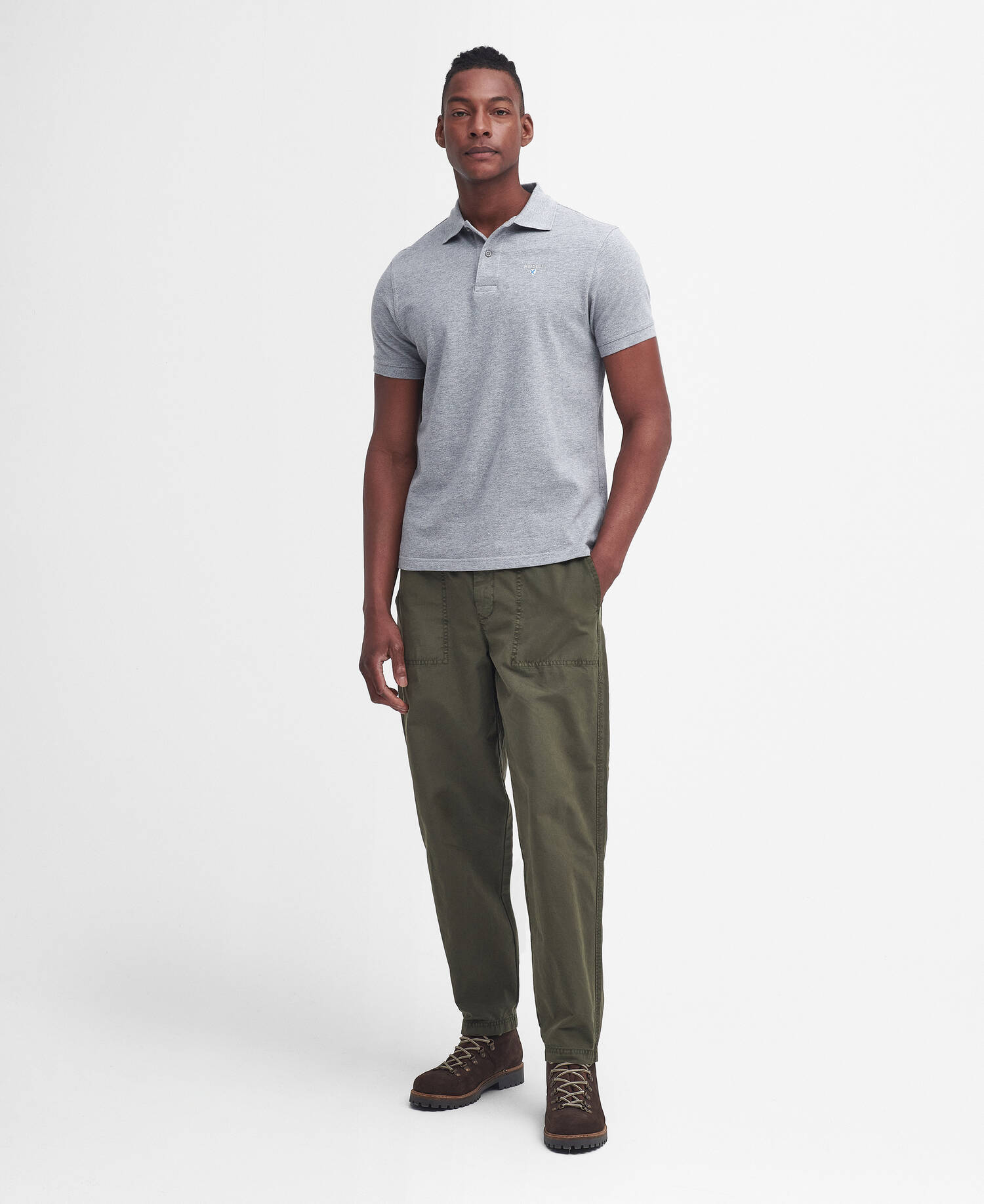Sports Short-Sleeved Polo Shirt Grey Marl image number 1