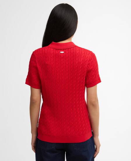 Hartland Knitted Polo Shirt Poppy Red