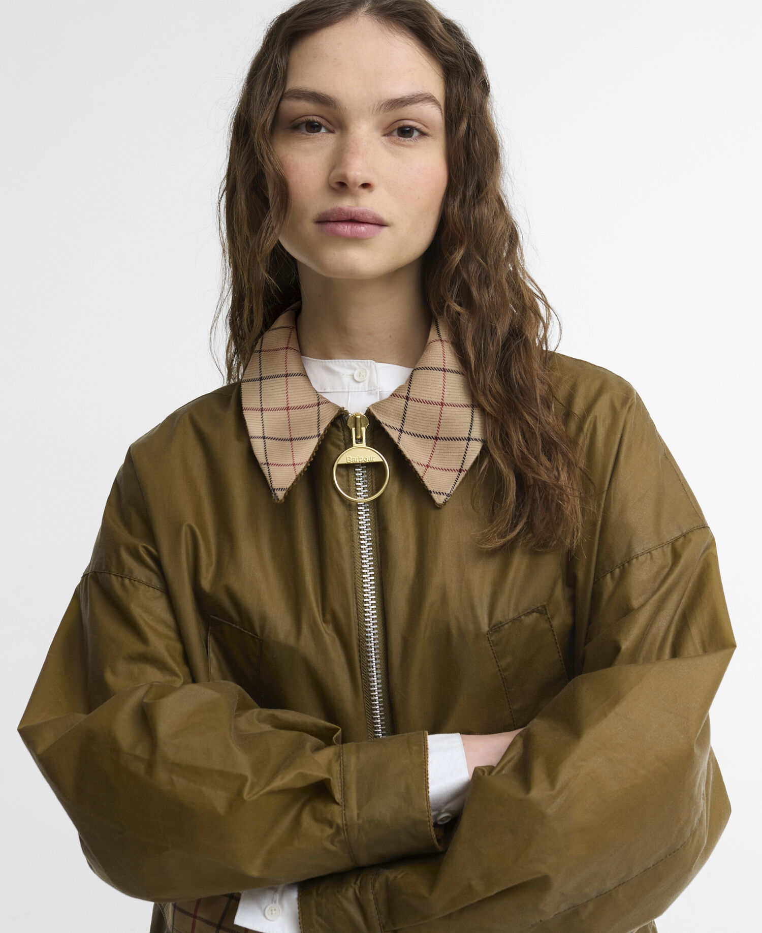 Launton Waxed Jacket Sand/Beige Tattersall