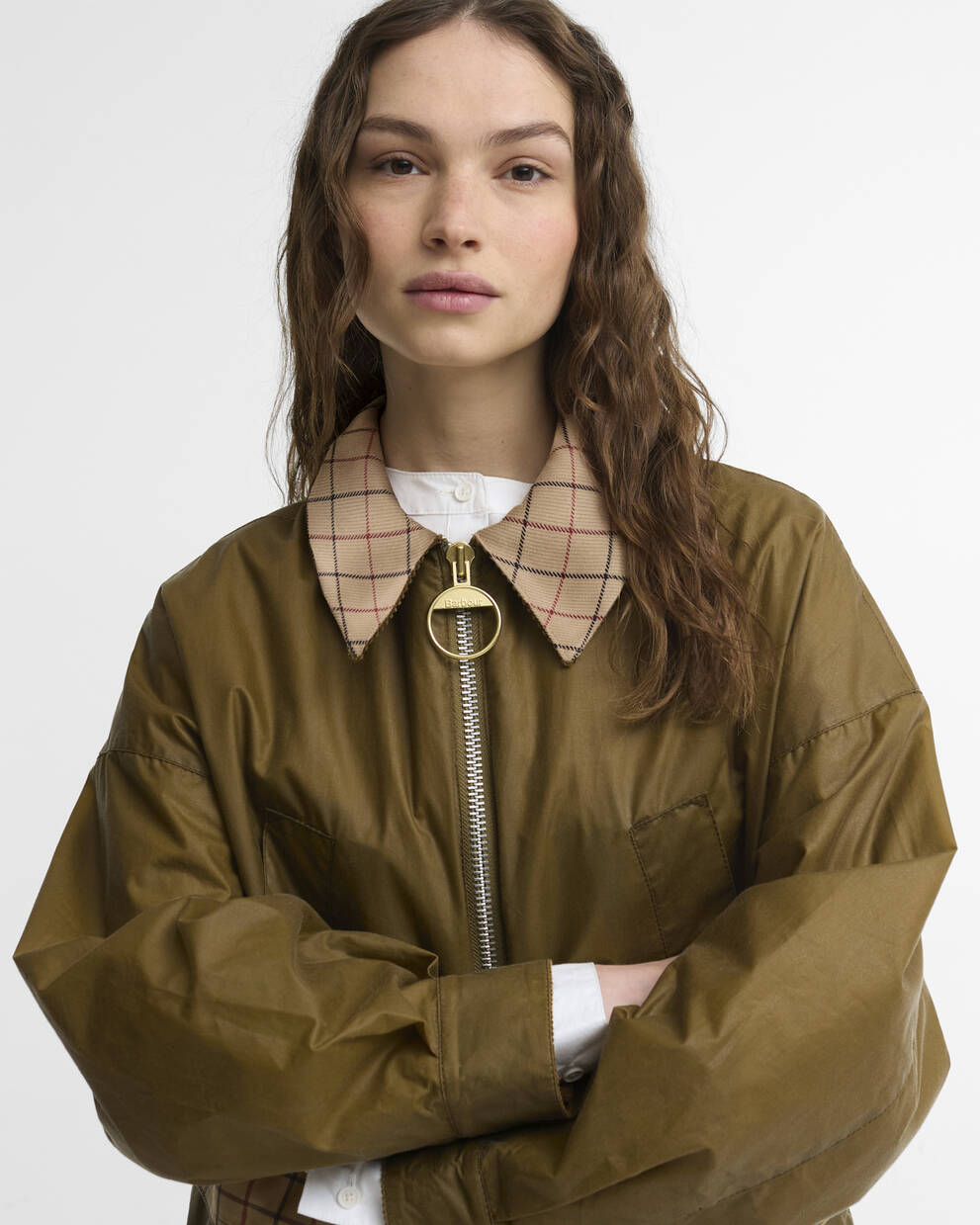 Launton Waxed Jacket Sand/Beige Tattersall