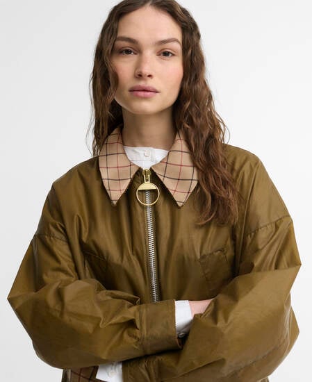 Giacca cerata Launton Sand/Beige Tattersall