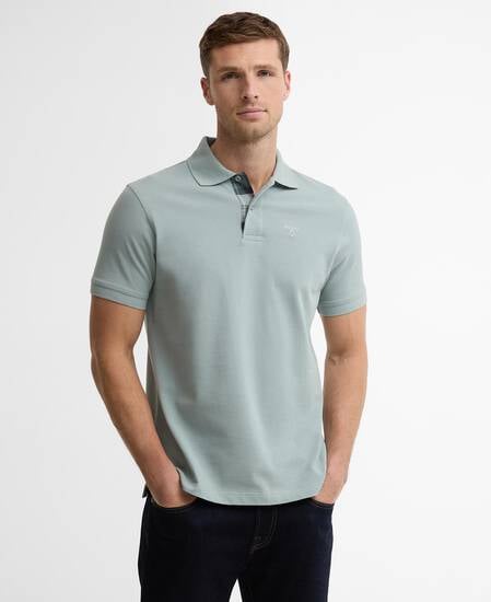 Tartan Pique Polo Shirt Dusty Slate