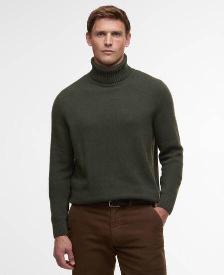 Maglione a collo alto con risvolto Kelp Olive