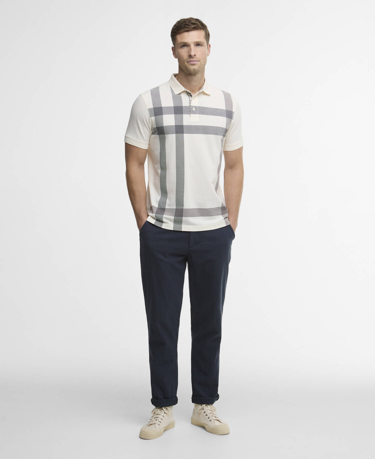 Blaine Tartan Short-Sleeved Polo Shirt Whisper White image number 1